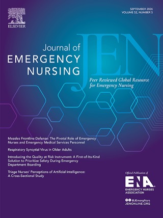 Cover of the Journal of Emergency Nursing, September 2026 issue, Volume 52, Number 5